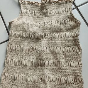 H&M Beige Smocked Camisole Tank Top